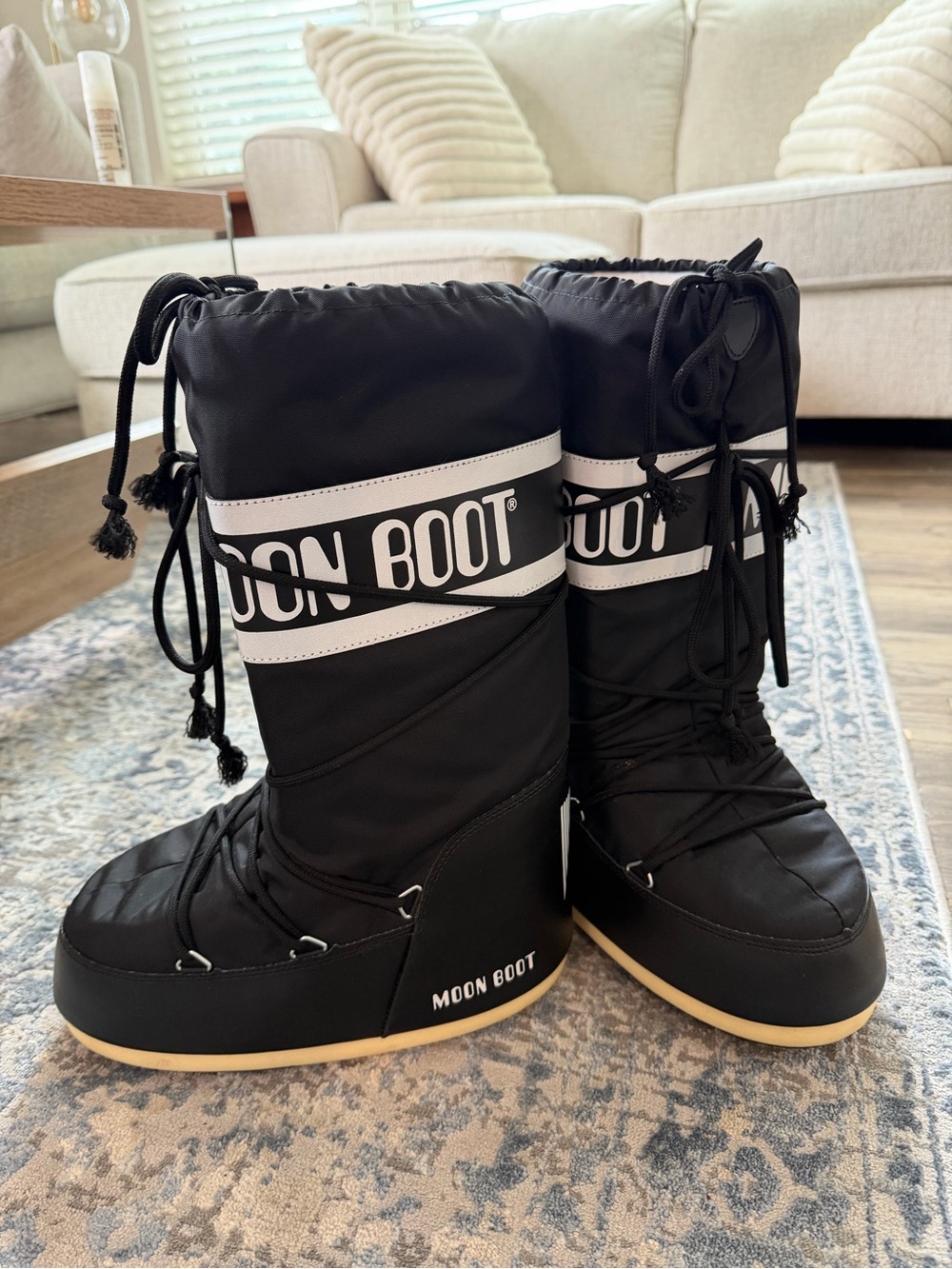 Moon Boot Black and White Logo Winter Boots